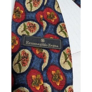 Ermenegildo Zegna Necktie Multicolor Floral Silk Textured Tie All Over Italy 58"